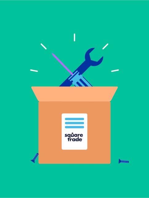 Skruen&oslash;gle og skruetr&aelig;kker, der popper ud af en pakke for at angive, at din enhed sendes ind til reparation